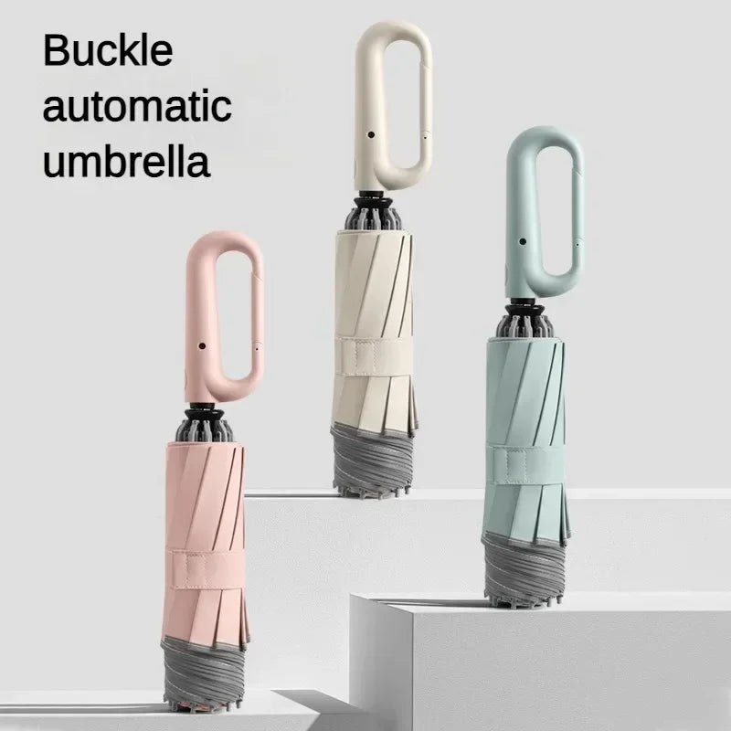 Reverse Buckle Automatic Folding Rain Umbrella for Men, Reflective Strip, Windproof, Outdoor Sports, Sun Umbrellas Women Parasol