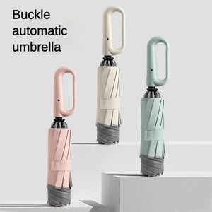 Reverse Buckle Automatic Folding Rain Umbrella for Men, Reflective Strip, Windproof, Outdoor Sports, Sun Umbrellas Women Parasol