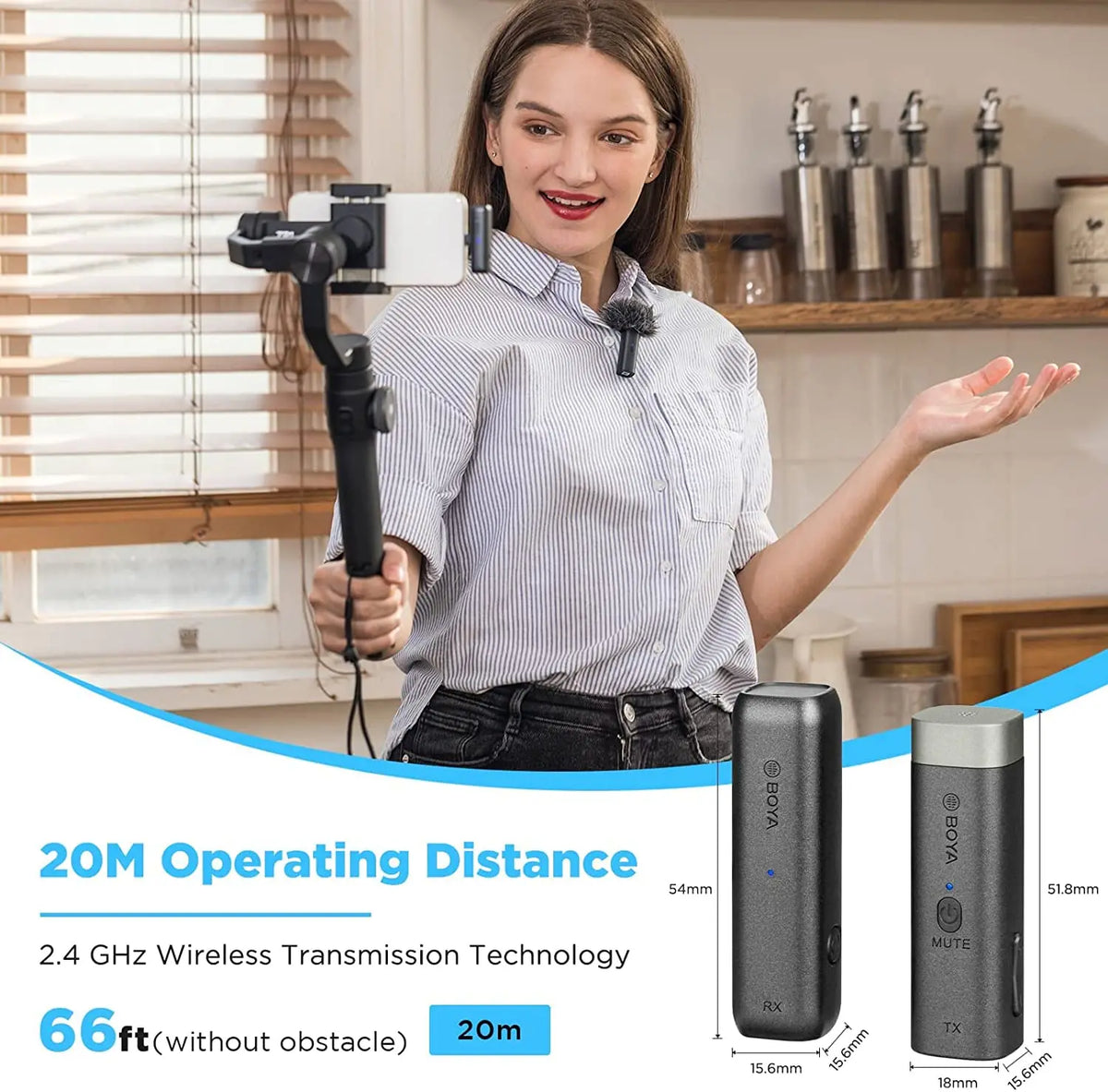 BOYA BY-WM3 Wireless Lavalier Lapel Microphone for iPhone Android DSLR Camera Laptop Computer Gaming Youtube Recording Streaming