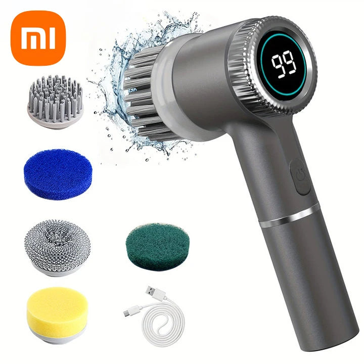 Xiaomi Electric Cleaning Brush Multifunctional Kitchen Bathroom Toilet Portable Powerful Clean Brush 5 Brush Heads LED Display