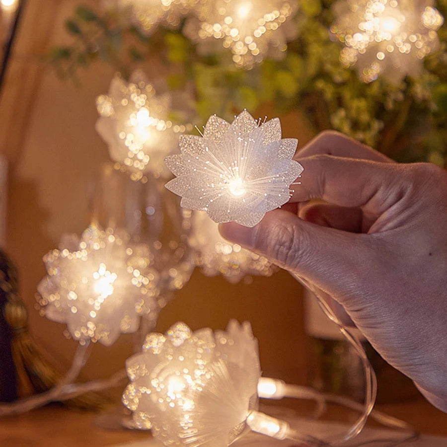 2/3M LED Fiber Optic Fairy Light Battery-operated Garland Christmas Decoration Party New Year&#39;s Decor Artificial Flowers Festoon