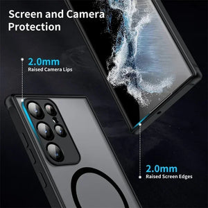 Luxury Frosted Magnetic Case for Samsung Galaxy S24 Ultra S24 S23 S22 S21 Ultra Plus FE A54 A53 5G Wireless Charge Matte Cover