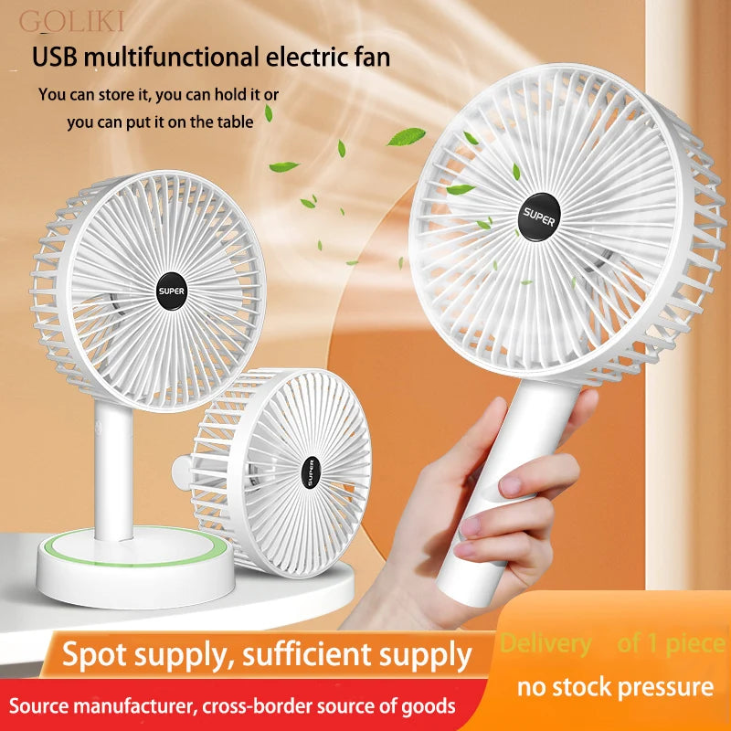 Handheld&amp;Vertical Foldable Fan Portable Silence Floor Fan USB Recharge Multiple Gears Summer Detachable Base Desk Outdoor Fan - Stereotech