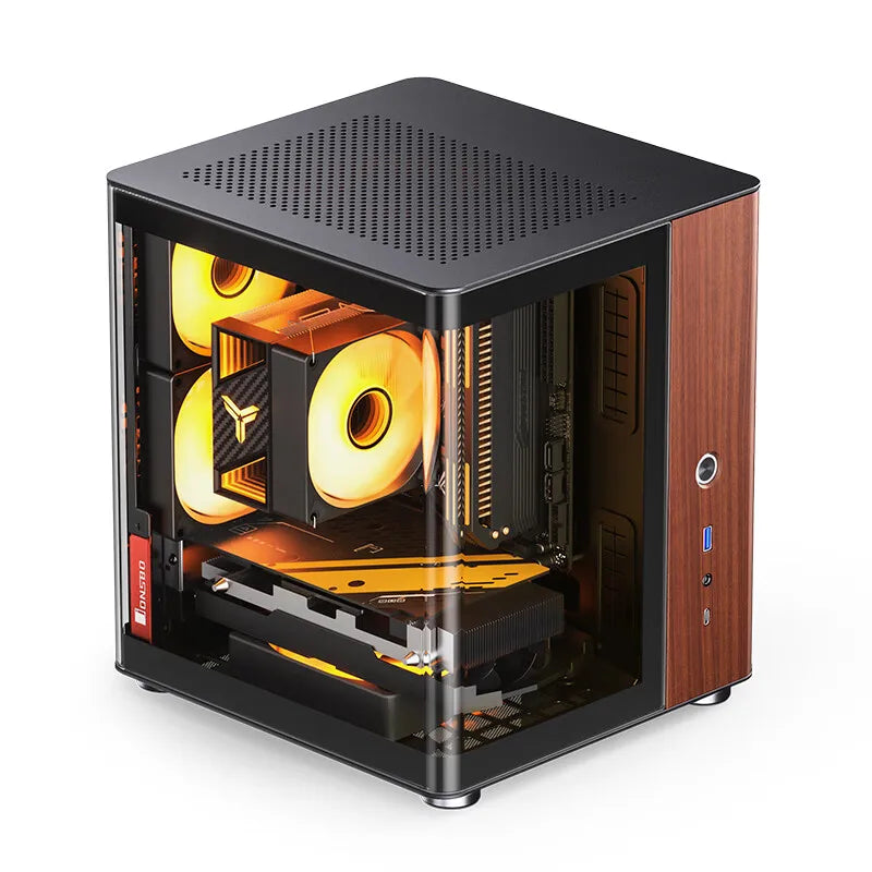 JONSBO TK-0 PC Case Sea View Room ITX Case SFX Power Stand Walnut Wood Decorative Panel Type-c Support MINI-ITX Motherboard