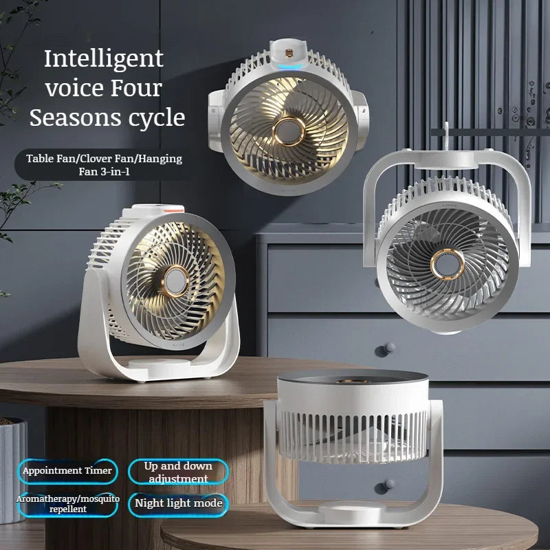 Portable Desktop Fan with Night Light and Voice Control - Stereotech