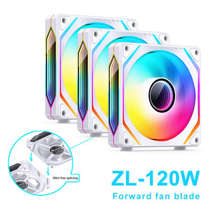 Jonsbo ZL-120W Case Fan ARGB 120mm CPU Cooling Fan 4PIN PWM Temperature Control ZL-120BR Forward/Reverse Computer Case Fans