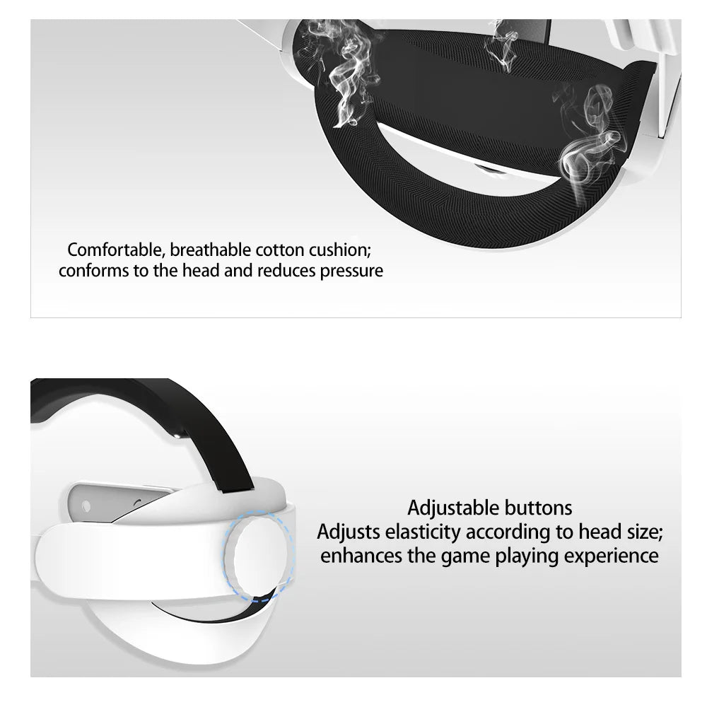 Elite Head Strap for Quest 3S/Quest 3/Quest 2 with PU Leather for Comfort Weight Distribution For Meta Quest 3S VR Accessories