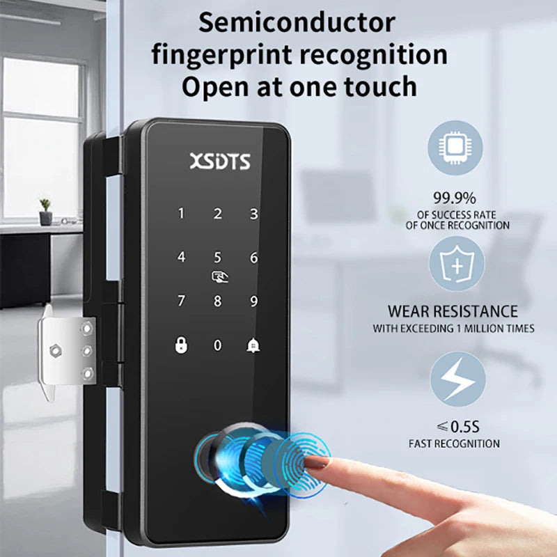 Glass Door Smart Lock TT-Lock Bluetooth Biometric Fingerprint Password Card Electronic Digital Lock office business departments
