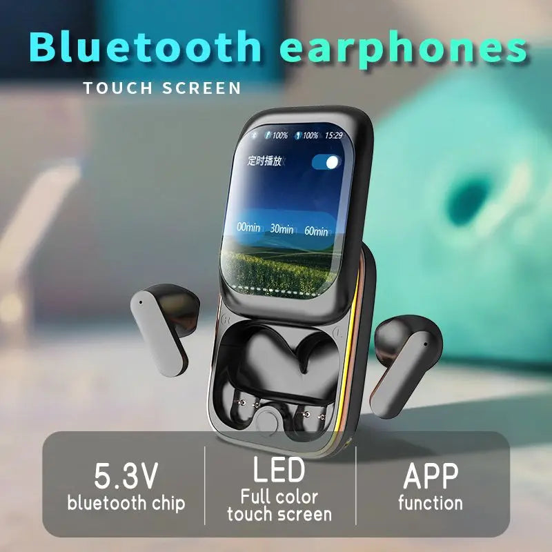 2024 New Wireless Bluetooth Earphone Smart System&amp;Touchscreen Slide Headset TWS Mini Portable In-Ear Sport Earbuds Gift