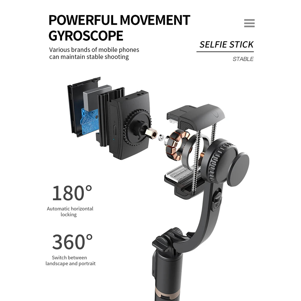 Handheld Gimbal Aluminum Alloy Bluetooth-Compatible Handheld Stabilizer Phone Gimbal Telescopic for Phone Holder Video Record