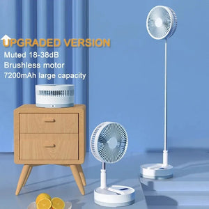 Portable Electric Fan Folding Telescopic Floor Standing USB Rechargeable Mini Brushless Fan for Home Office Air Conditioner - Stereotech