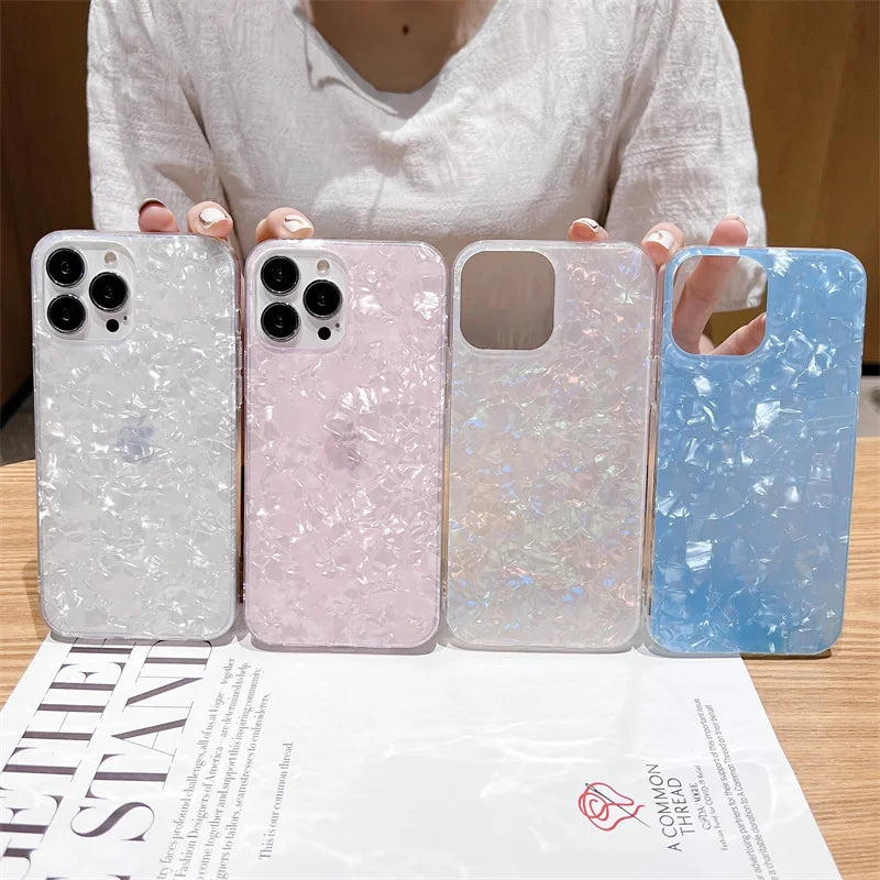 Colorful Dream Shell Texture Phone Case For iPhone 14 13 12 11 Pro Max X XR XS 7 8 14 Plus Shockproof Bumber Soft IMD Back Cover