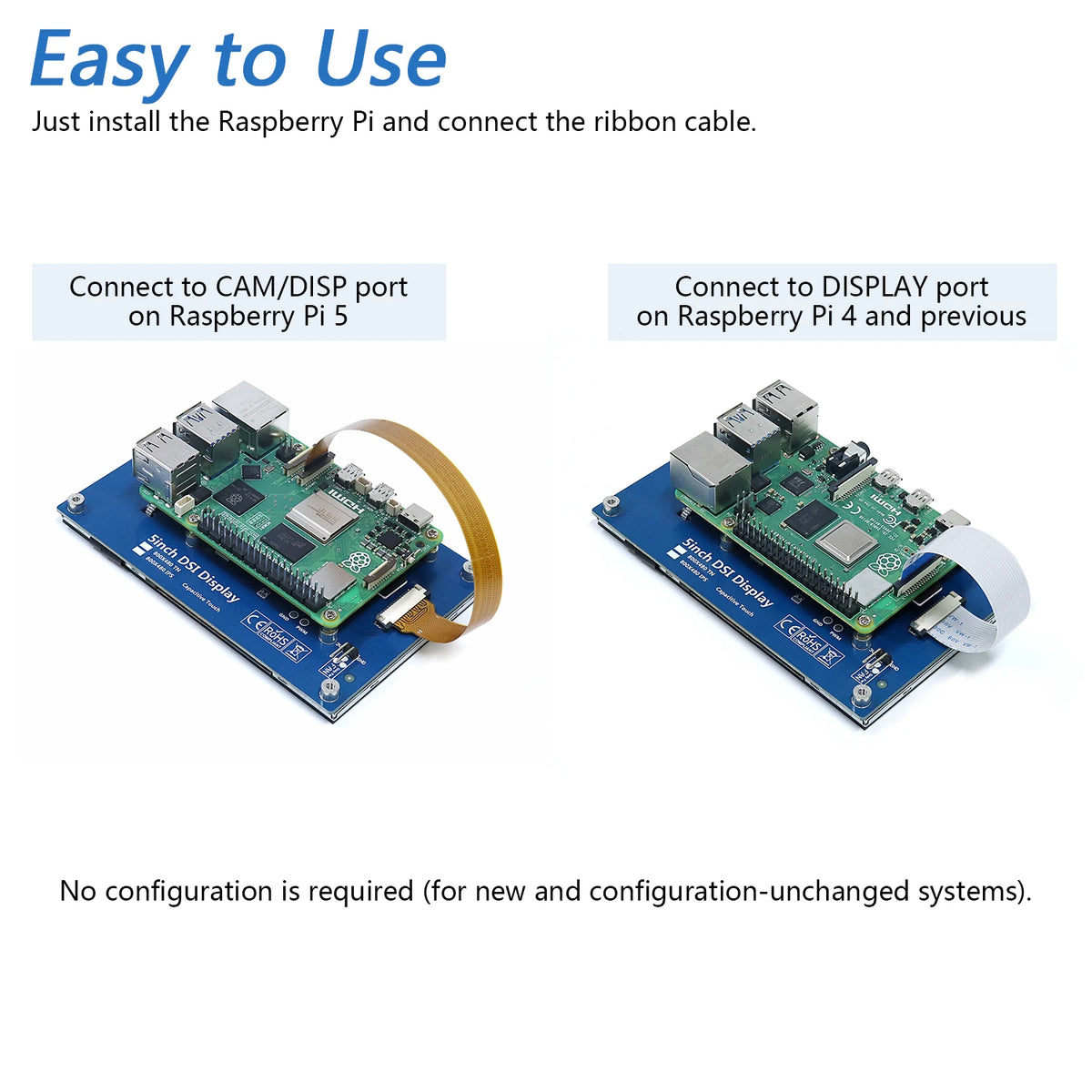 Freenove 5 / 7 Inch Touchscreen Monitor for Raspberry Pi 5 4 B 3 B+ A+, 800x480 Pixel IPS TN Display, Driver-Free MIPI DSI Port