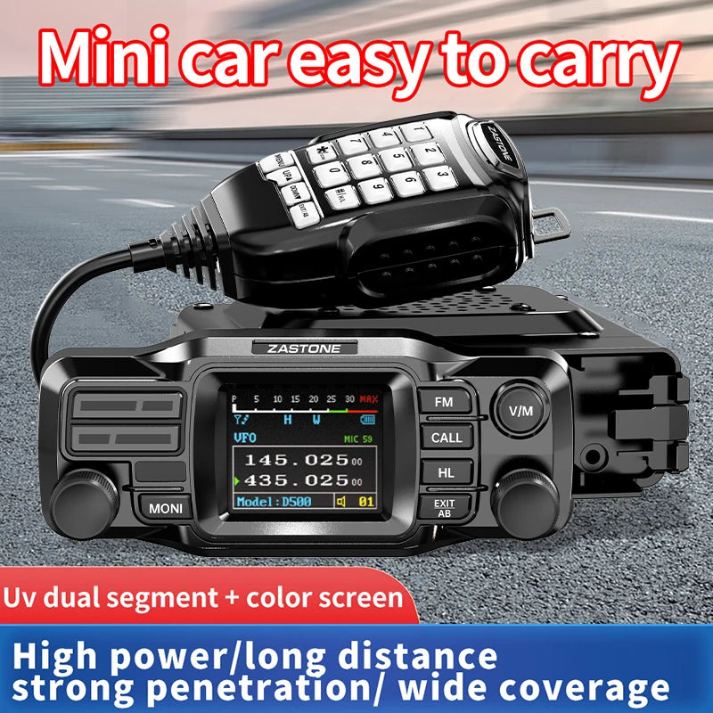 ZASTONE D500 Car Walkie Talkie 25W Mini Mobile Car Radio HF Transceiver Decoding Outdoor Communication 130-179MHZ