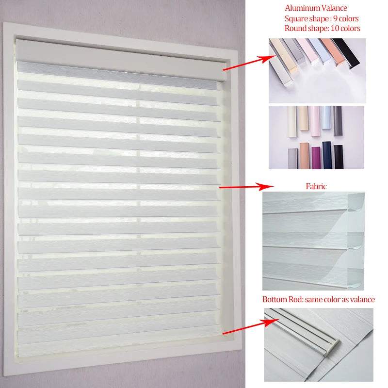 SmartMatters Smart Zigbee Shangri-La Blinds Dual-layered Day and Night Zebra Shades for Windows Wifi Tuya Alexa Compatible