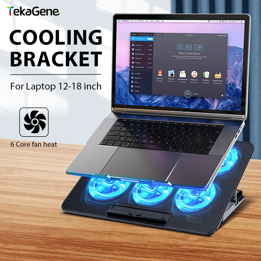 Laptop Cooling Stand 2 USB Ports For Notebook Compute PC Tablet Cooler Bracket Holder12-18 Inch Adjustable Macbook Accessories
