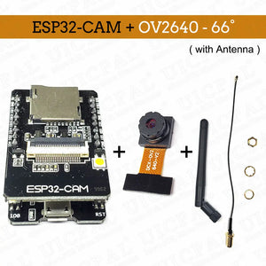 OV2640 ESP32 Cam Set with DVP 24pin Camera 66 120 160 Degree 850nm Night Vision 2MP 2.4 GHz 8MB PSRAM Wireless Bluetooth Module