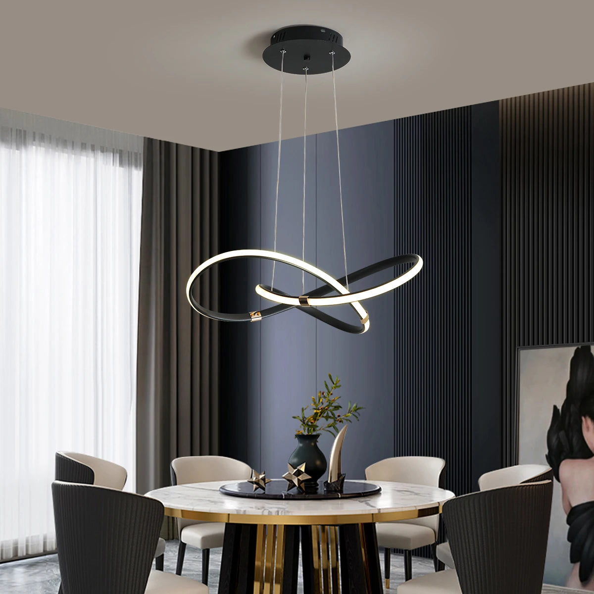Dia540mm Modern Led Pendant Chandelier Lamp 90-265V Suspension Hanging Chandelier Lights for Dinning Kitchen Room Bar Shop - Stereotech