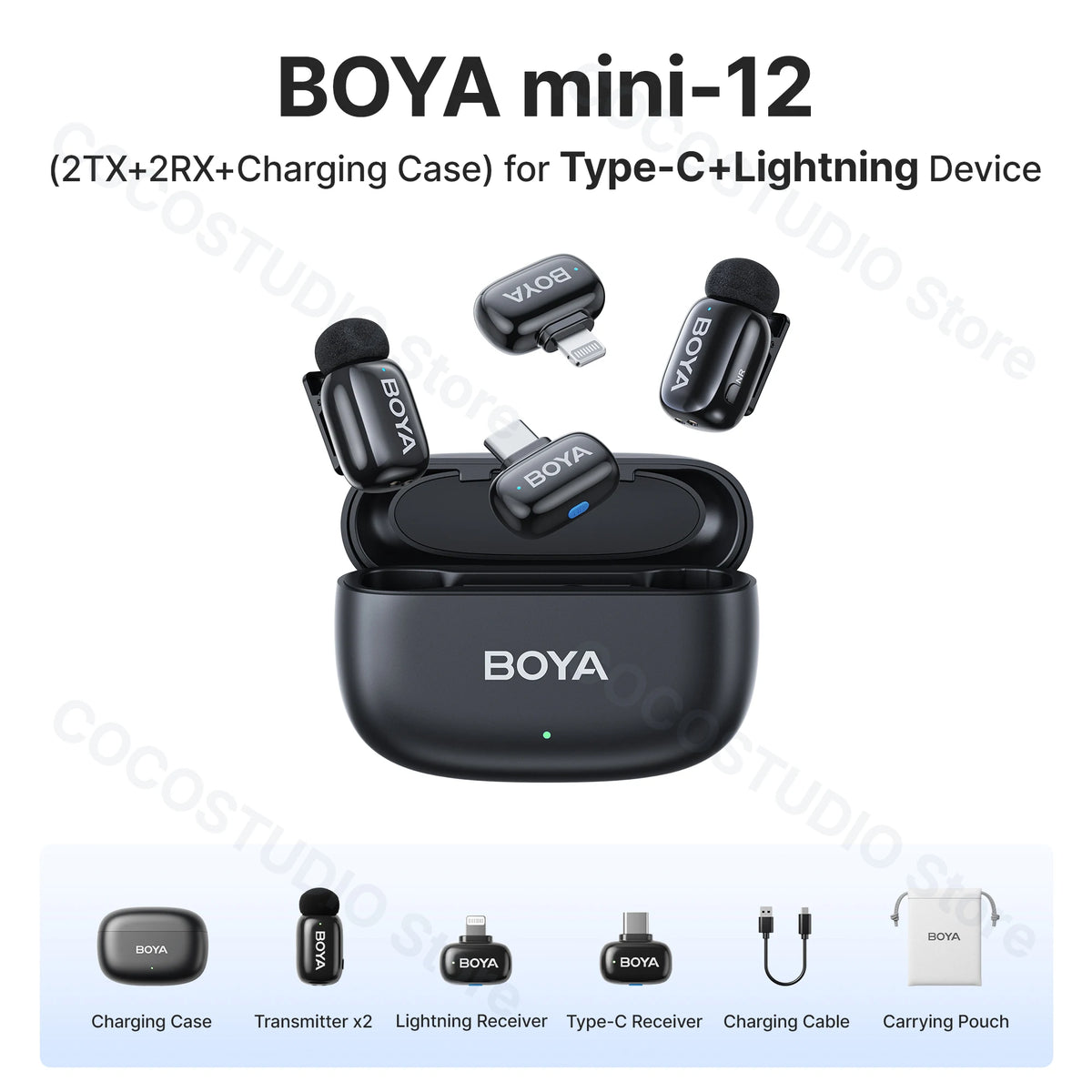 BOYA BOYA Mini Wireless Lavalier Microphone for iPhone Android USB-C Smartphones DSLR Cameras Gaming Live Streaming Youtube Vlog