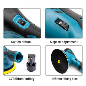 Cordless Car Polisher Multi-functional Electric Rotary Polishing Machine 5000rpm 6 Variable Speed Scratches Repair Waxing Tools