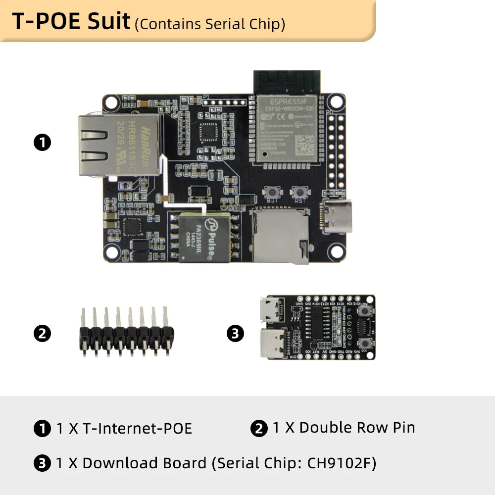 LILYGO® TTGO T-Internet-POE ESP32-WROOM LAN8720A Chip Ethernet Adapter And Downloader Expansion Board Programmable Hardware