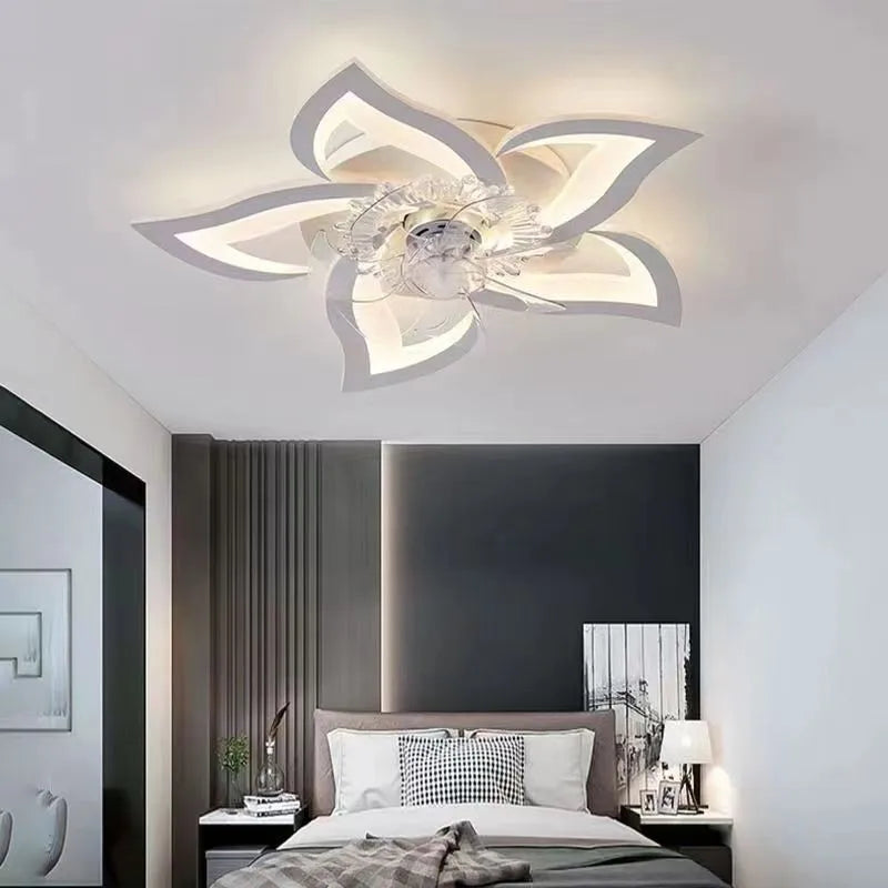 2024 New Modern Smart Fan Light Mobile App Remote Control Frequency Conversion Light Fan Light Quiet Luster Ceiling Fan Light - Stereotech