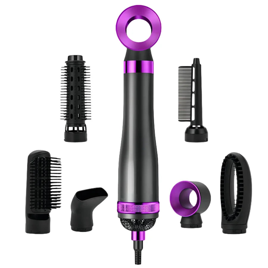 6-in-1 Hair Dryer Set with Diffuser, Concentrator, and Curling Wand - Fast &amp; Safe Styling - Stereotech