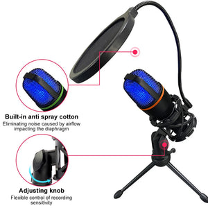 USB Condenser Microphones For PC Computer Laptop Video Singing Gaming Recording Professional USB Anti-Spray Microphone