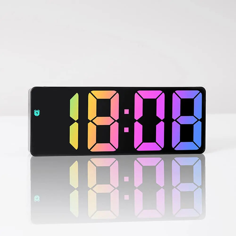 Led Electronic Bedroom Digital Alarm Clock 12/24 Hours Adjustable Brightness Colorful Big Screen Table Desk Clock Watches Decor