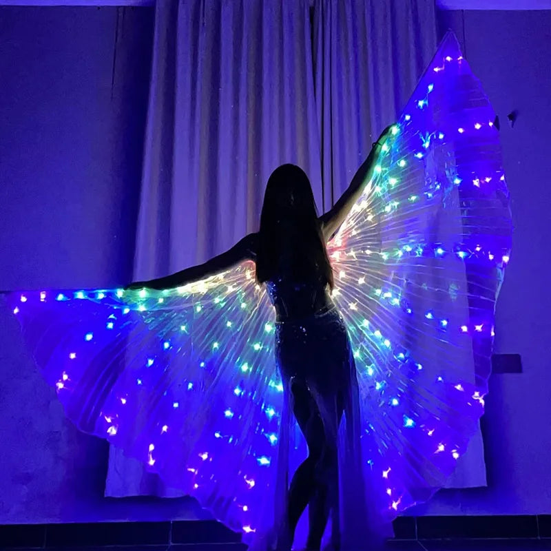 LED Luminous Butterfly Wing Belly Dancing Performance Costumes stage Festival Party Lighting Cloak Luminous Butterfly Wing