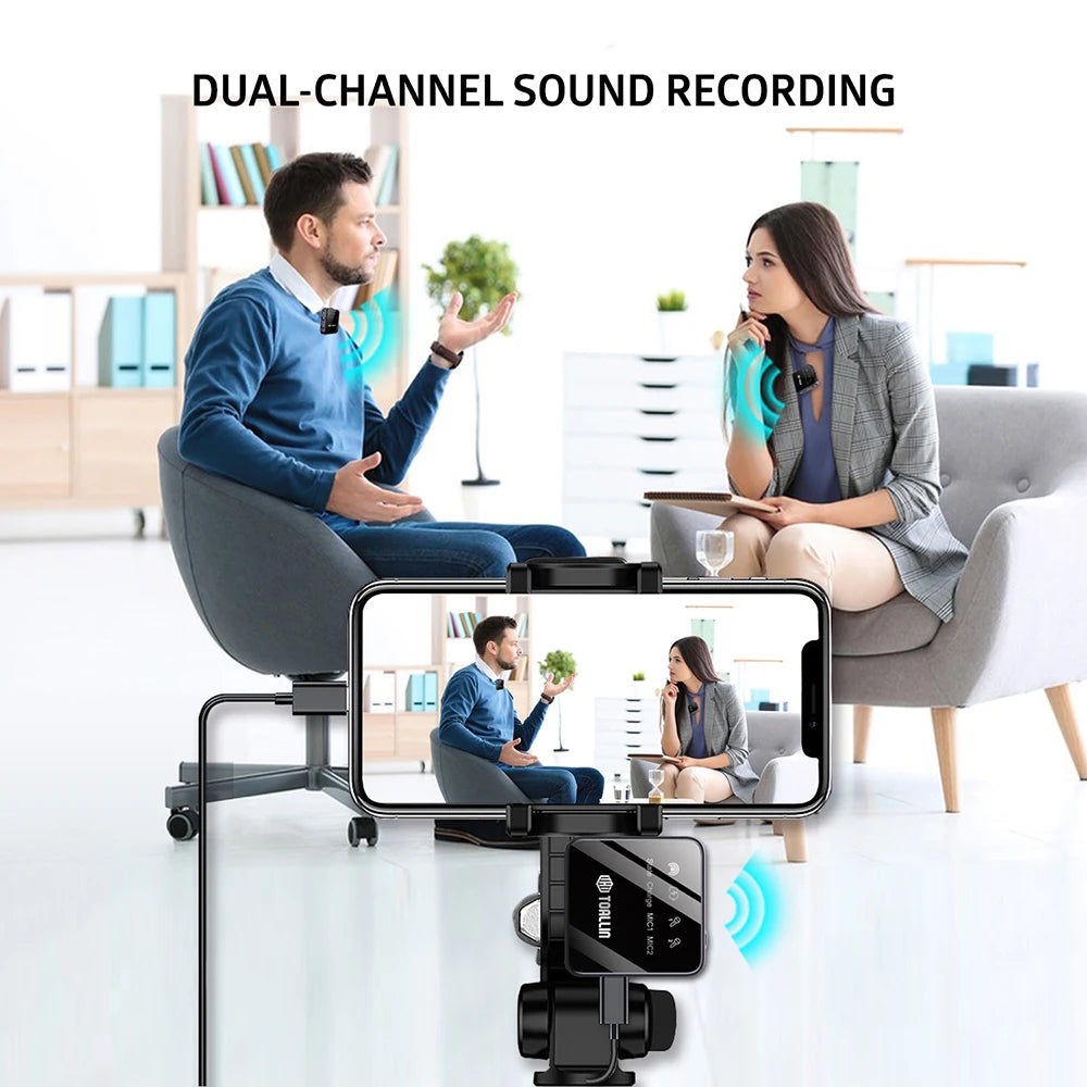 TOALLIN Professional Wireless Microphone for Gaming/Interview/Streaming/Vlogging, Lavalier Microphone with Noise Reduction
