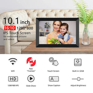WiFi Frameo Digital Picture Frame 10.1 Inch Smart Digital Photo Frame 1280x800 IPS HD Touch Screen 32GB Memory Electronic Frame