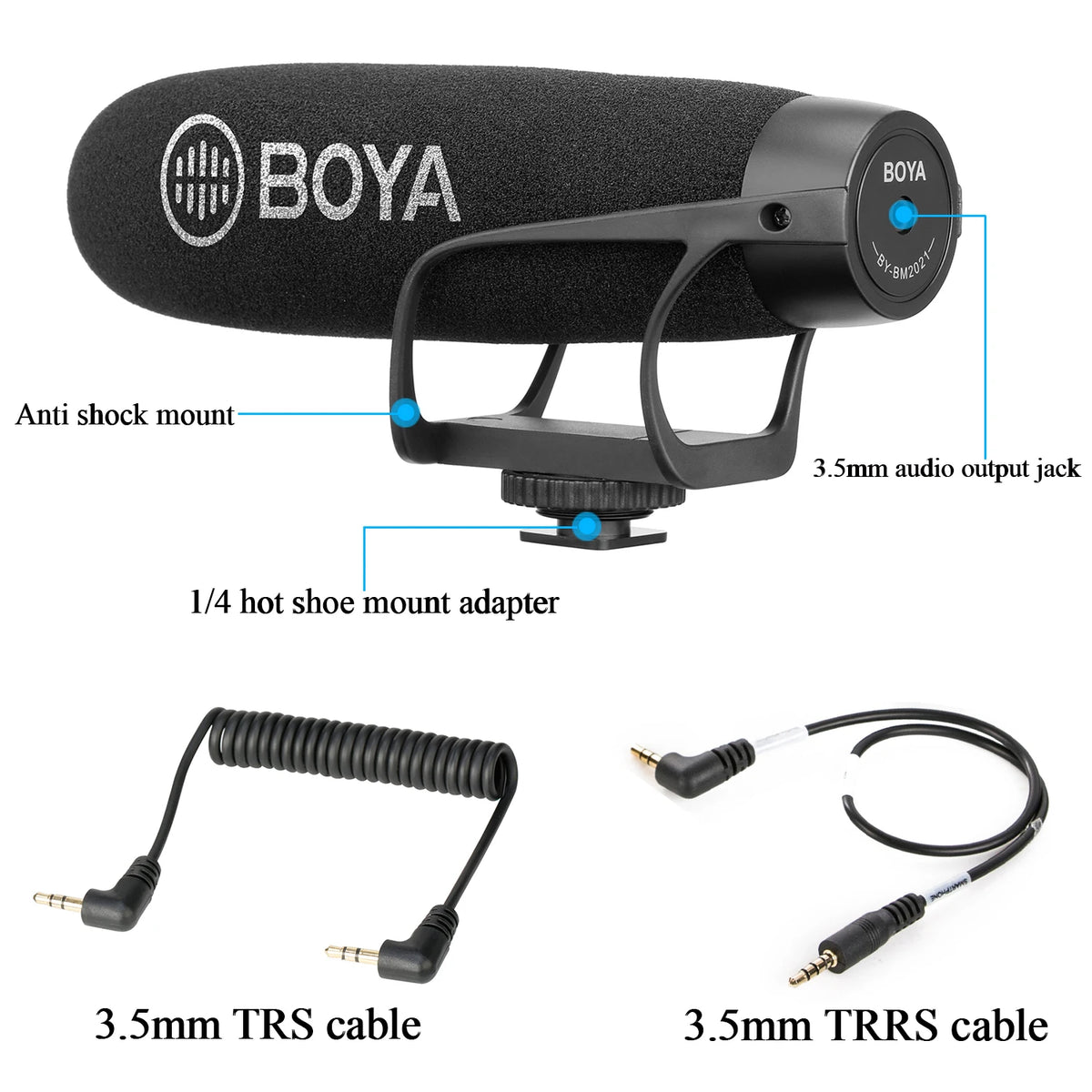 BOYA BY-BM2021 Shotgun-Mic Video Microphone Condenser On-Camera Mic for Smartphone DSLR Camera, Camcorder, Interview Recording