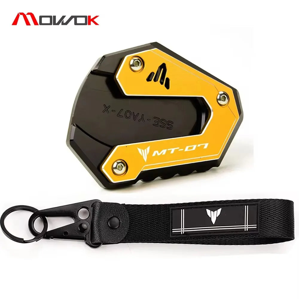 For yamaha MT07 MT-07 mt07 2014-2021 2022 2023 2024 motorcycle Side Stand Enlarge Kickstand Extension Plate Pad key chain ring