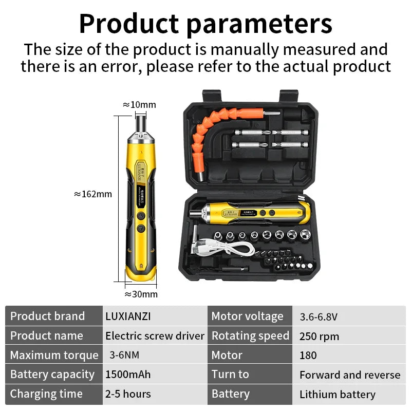 LUXIANZI Cordless Electric Screwdriver Set Power Tool Household Combination Rechargeable Battery Mini Drill Magnetic Bit