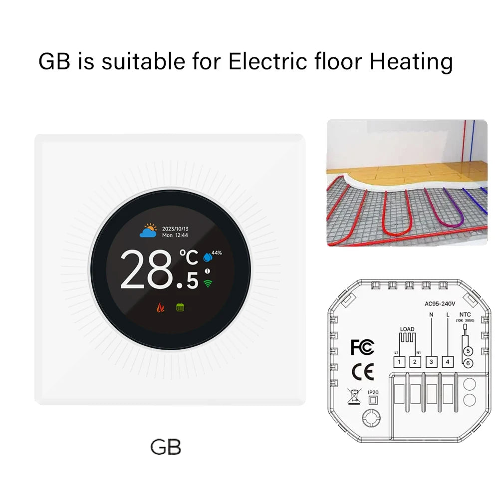 TUYA WiFi Smart Knob Thermostat  Floor Heating Water Gas Boiler Home Room Programmable Temperature Controller Alexa Google Home