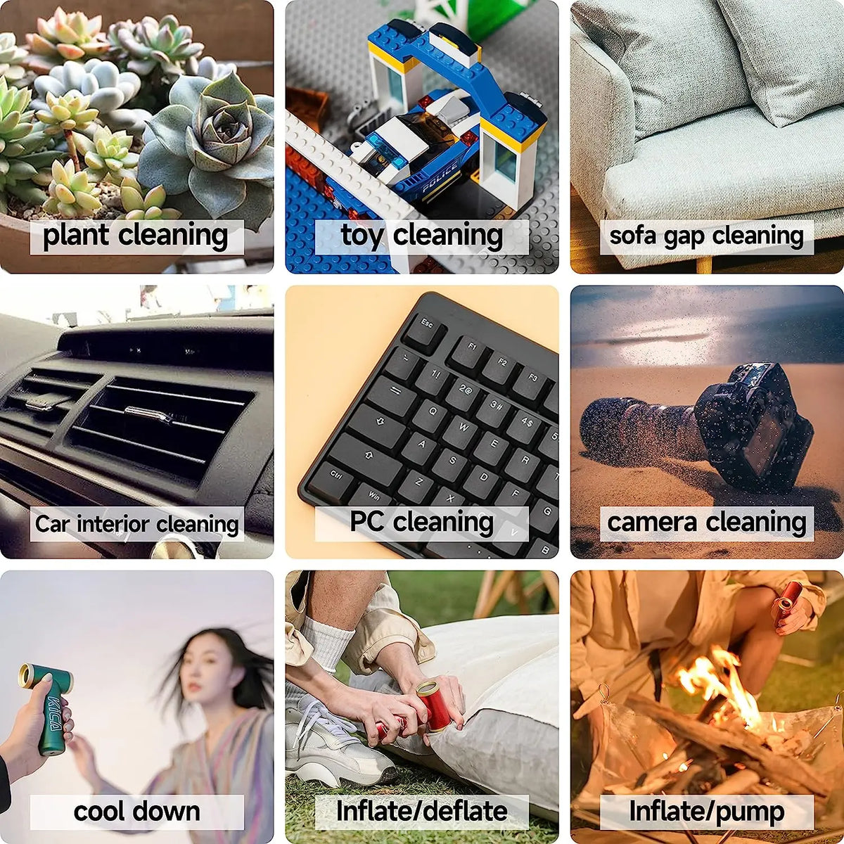 KICA Jetfan 2 Compressed Air Duster Electric Air Dust Blower Portable Cordless Computer Keyboard Cleaner for PC Car 100000RPM