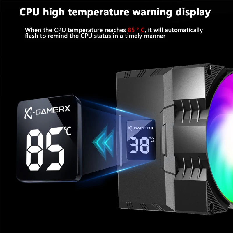 Power Train X-Gamerx Z-1300 ARGB CPU Cooler with Digital Temperature Display Radiator 4 Heat pipes For LGA1700/1200 115X AM4 AM5