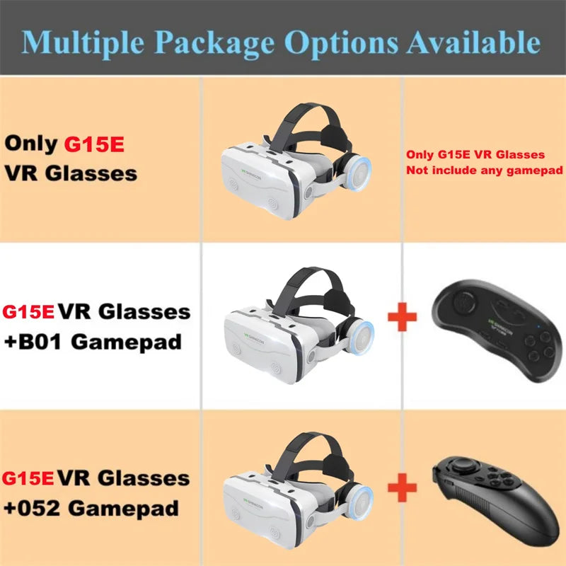 G15E VR Glasses IMAX 3D Movies Virtual Reality VR Glasses Google Cardboard Box VR Helmet for 4.7-7&quot; Phone,Support Game Joystick