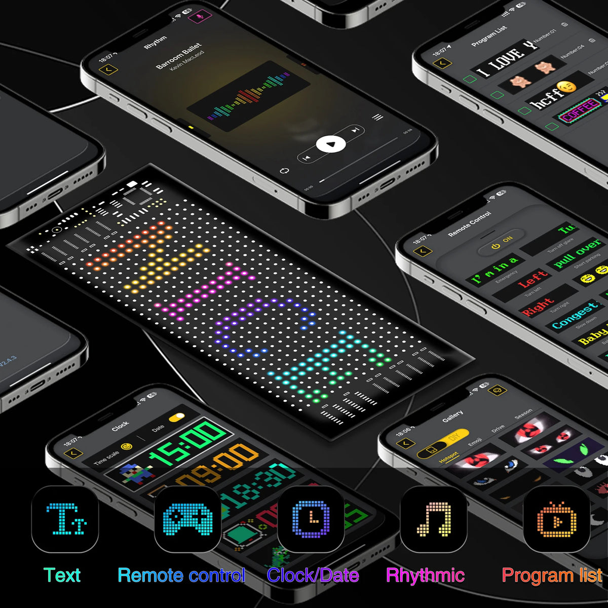 Car LED Sign Bluetooth Smart APP IP65 LED Pixel Panel Night Light DIY Programmable Flexible LED Display For Car Store Hotel Bar