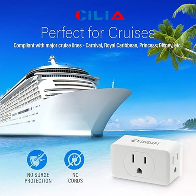 Multi-Plug Outlet Extender, 3-Outlet Wall Adapter, Multi-Socket Splitter, Grounded Wall Tap Power Plug Extender, Essenti