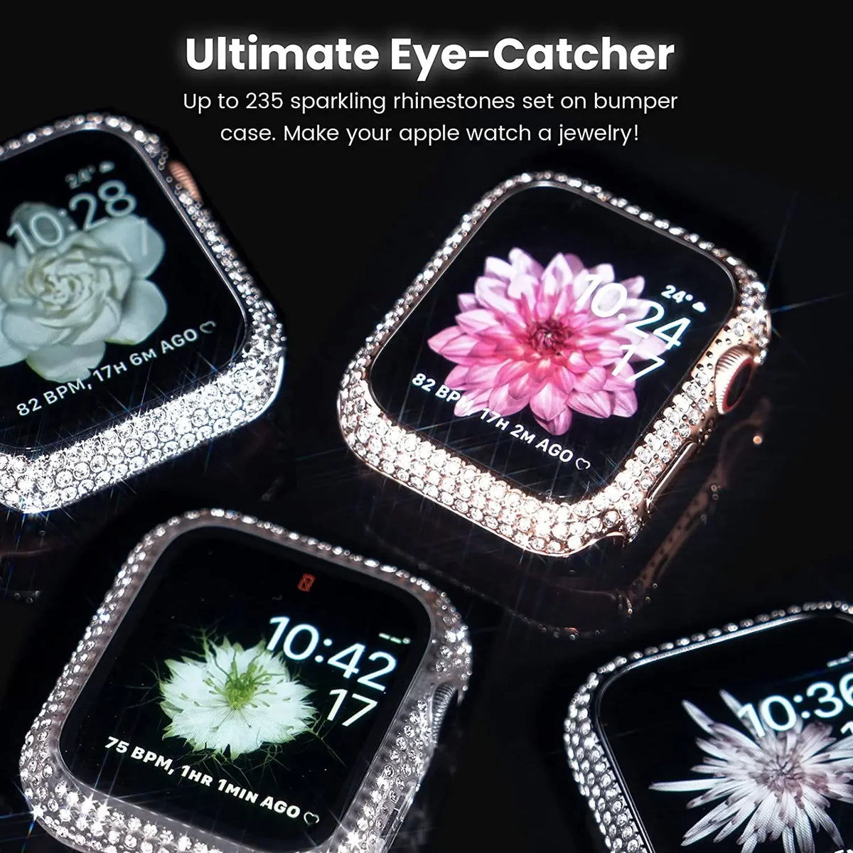 Diamond Watch Case Built-in Tempered Glass for Apple Watch 9 41mm 45mm 38mm 40mm 42mm 44mm iWatch Series 8 7 6 SE 5 4 3 Cover - Stereotech