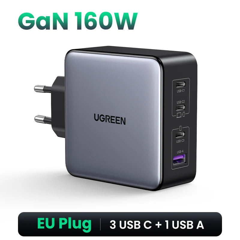 UGREEN 160W GaN Charger PD3.1 Type C For Macbook Pro Laptop USB Fast Charger QC4.0 3.0 Quick Charge For iPhone 15 Xiaomi Tablet