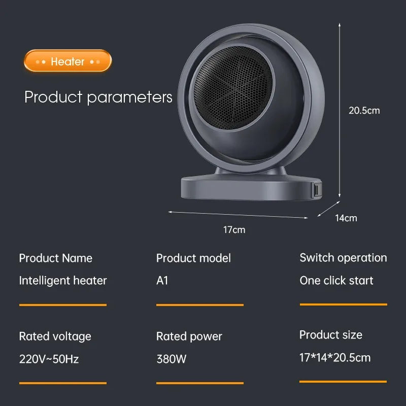 Desktop Heater Electric Hot Air Blower Portable Fan Stove Warm Mini Radiator Home Office Room Warmer for Winter Low Consumption