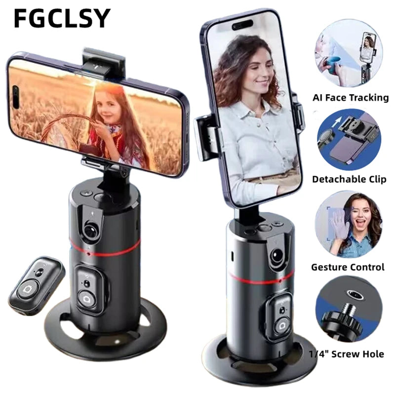 FGCLSY New Wireless Gimbal Stabilizer Selfie Stick 360 Degree Face Tracking With Bluetooth Shutter For Smartphone Live Recording - Stereotech