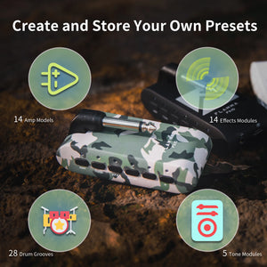 FLAMMA FX10 Guitar Headphone Amplifier Headphone Amp Portable Guitar Plug  Amp Bulit in 14 Effects 14 Amp Models 28 Drum Grooves