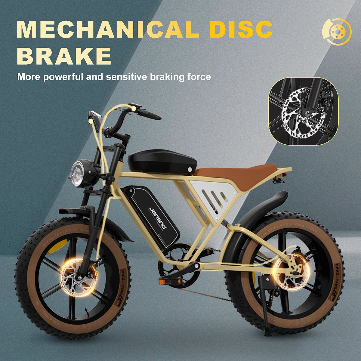 JANSNO X70 Electric Bike 48V 34Ah Removable Dual Battery 20&quot; Fat Tire Electric Bike 750W Motor 30MPH Electric Motorcycle 7 Speed