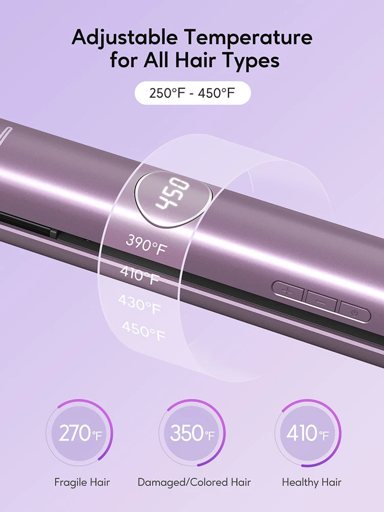 KIPOZI Hair Straighteners Flat Iron V5 PTC Titanium Plate Negative Ion 500W+, 2 in 1 Straightener and Curler , LED 9 temp level