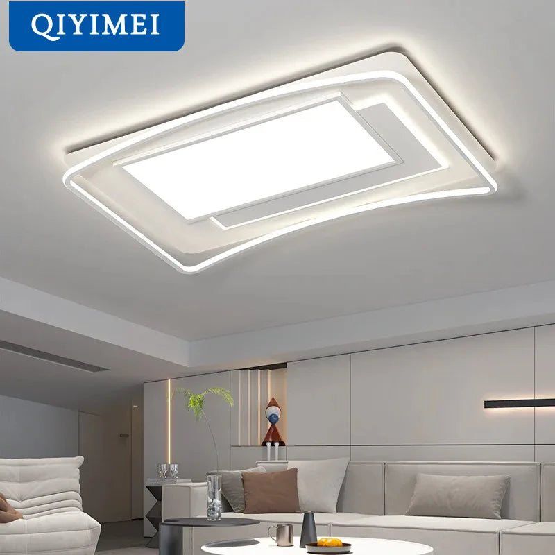 QIYIMEI Living Room Lamps Chandelier Light For Bedroom Study Room Kitchen White Black Indoor Lighting Lusters Home Decor Fixture