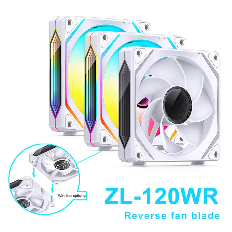 Jonsbo ZL-120W Case Fan ARGB 120mm CPU Cooling Fan 4PIN PWM Temperature Control ZL-120BR Forward/Reverse Computer Case Fans